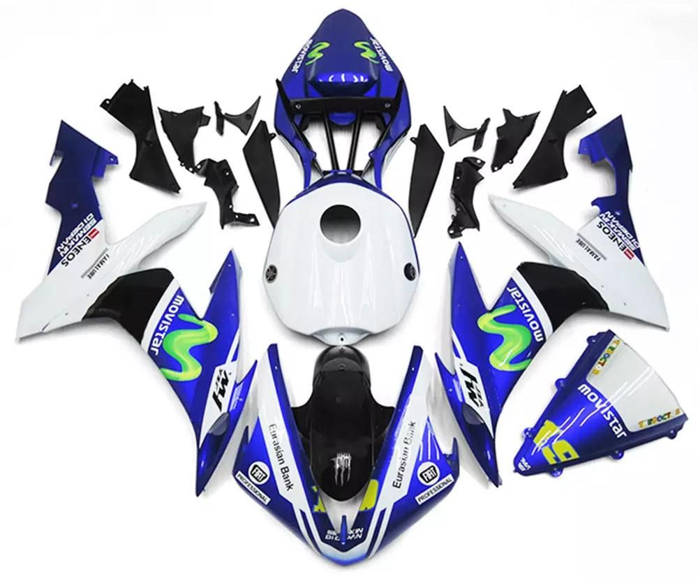 White Blue Movistar Motorcycle Fairings Plastics Kit For 2004-2006 Yamaha YZF-R1 FM-4735