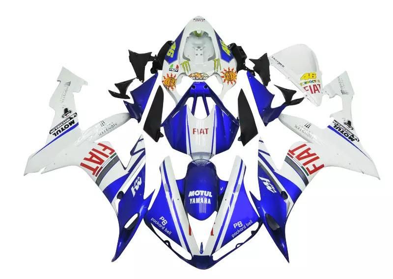 Blue White FIAT Motorcycle Fairings Plastics Kit For 2004-2006 Yamaha YZF-R1 FM-4743
