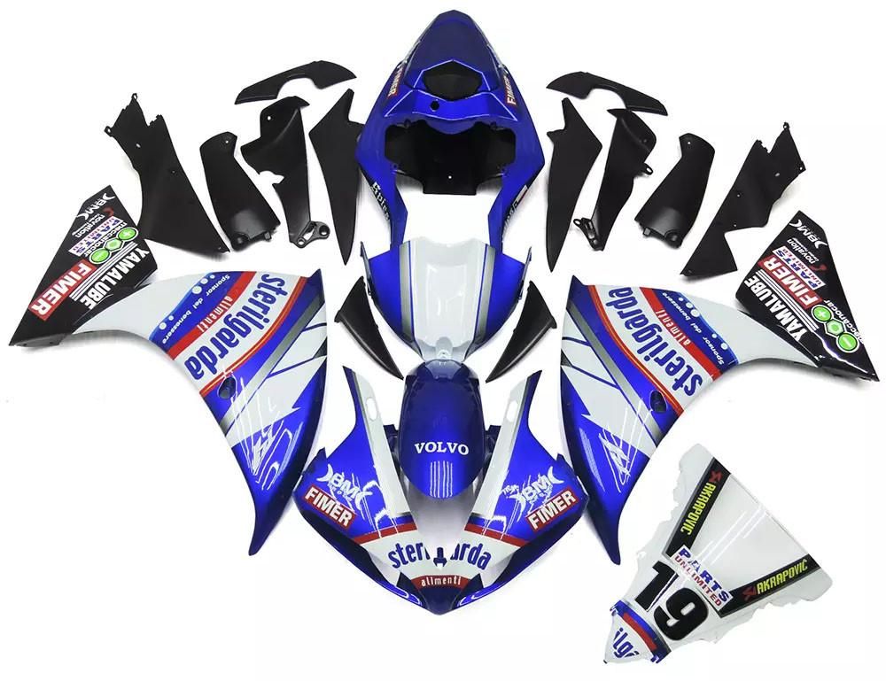 White Blue Motorcycle Fairings Plastics Kit For 2009-2011 Yamaha YZF-R1 FM-4687