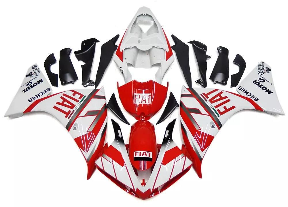 Red White FIAT Motorcycle Fairings Plastics Kit For 2009-2011 Yamaha YZF-R1 FM-4688