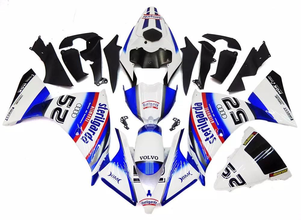 Pearl White Blue Motorcycle Fairings Plastics Kit For 2012-2014 Yamaha YZF-R1 FM-4679