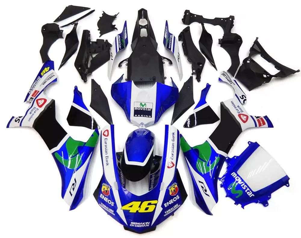 Blue White Movistar Motorcycle Fairings Plastics Kit For 2015-2019 Yamaha YZF-R1 FM-4670