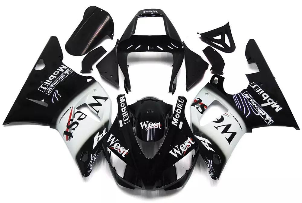 Black West Motorcycle Fairings Plastics Kit For 1998-1999 Yamaha YZF-R1 FM-4801