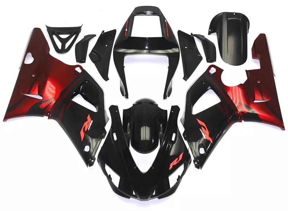 Black Red Flames Motorcycle Fairings Plastics Kit For 1998-1999 Yamaha YZF-R1 FM-4810