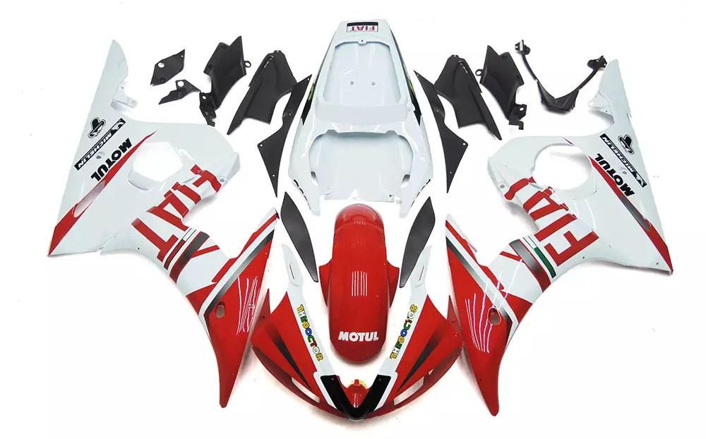 White Red FIAT Motorcycle Fairings Plastics Kit For 2003-2005 Yamaha YZF-R6 FM-4900