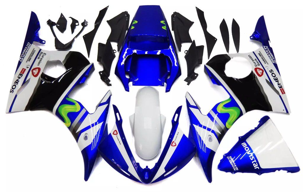 Blue White Movistar Motorcycle Fairings Plastics Kit For 2003-2005 Yamaha YZF-R6 FM-4898