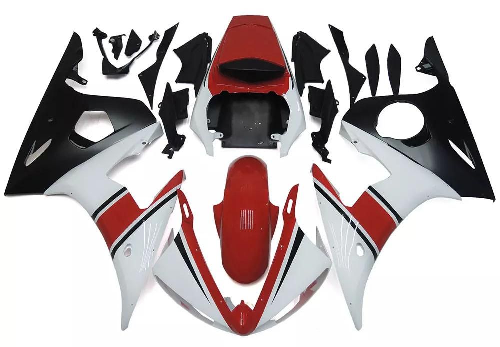 Red, White Black Motorcycle Fairings Plastics Kit For 2003-2005 Yamaha YZF-R6 FM-4893