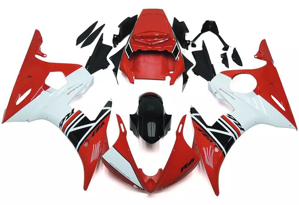 Red, Black White Motorcycle Fairings Plastics Kit For 2003-2005 Yamaha YZF-R6 FM-4891
