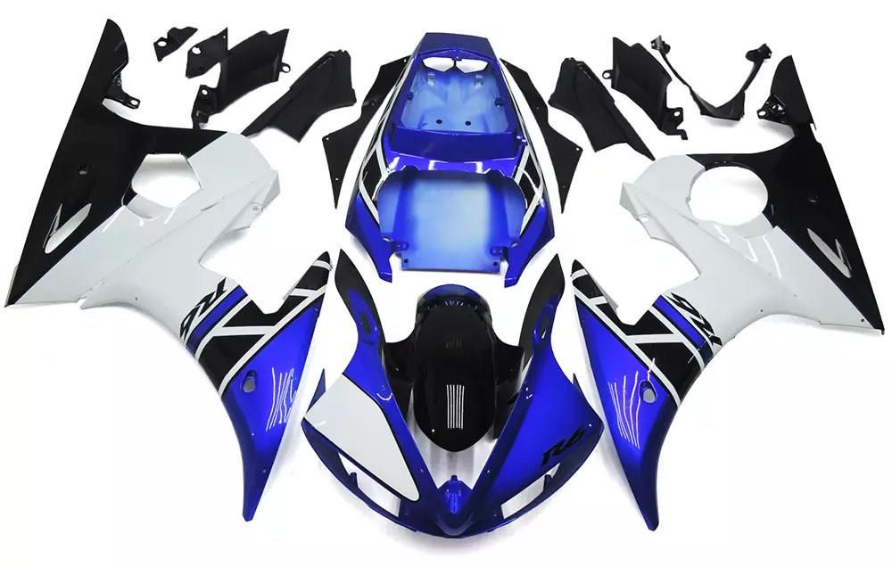 Blue, White Black Motorcycle Fairings Plastics Kit For 2003-2005 Yamaha YZF-R6 FM-4896