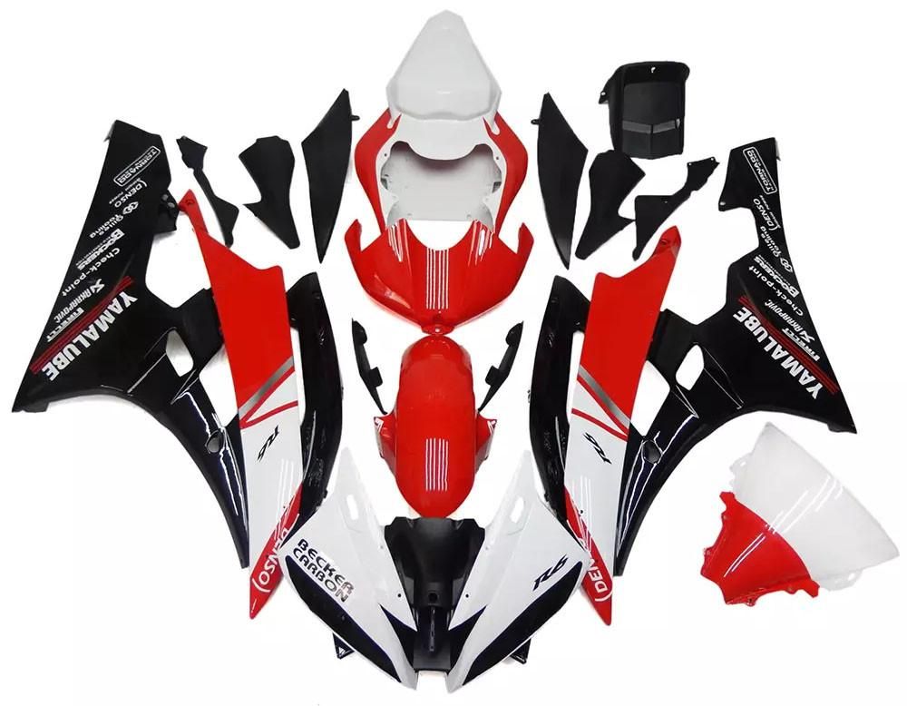 Red, Black White Motorcycle Fairings Plastics Kit For 2006-2007 Yamaha YZF-R6 FM-4858