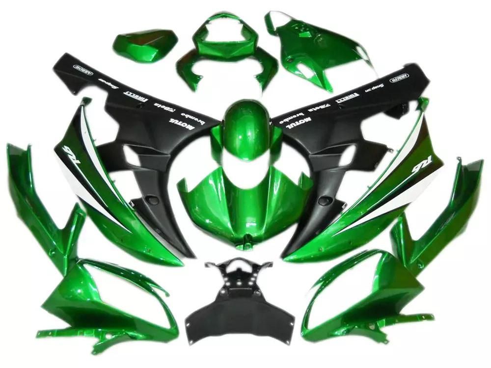 Green Flat Black Motorcycle Fairings Plastics Kit For 2006-2007 Yamaha YZF-R6 FM-4859