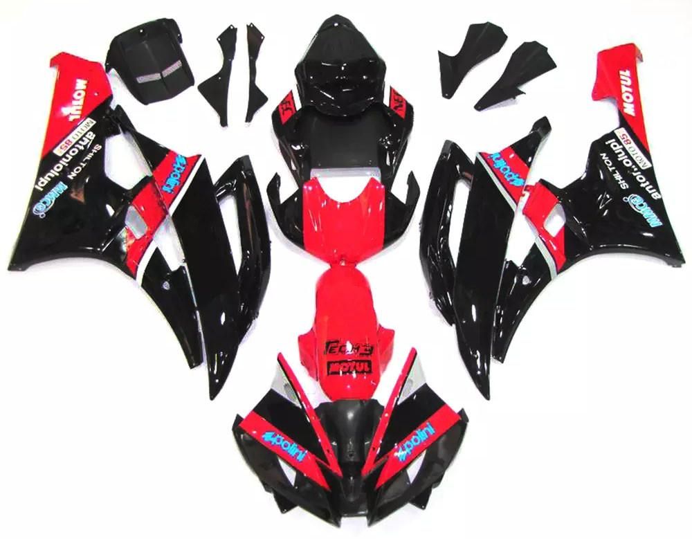Gloss Black Red Motorcycle Fairings Plastics Kit For 2006-2007 Yamaha YZF-R6 FM-4860