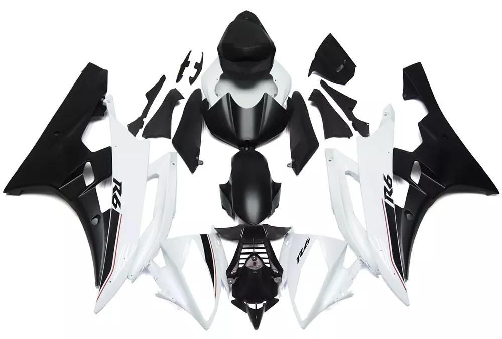 Pearl White Black Motorcycle Fairings Plastics Kit For 2006-2007 Yamaha YZF-R6 FM-4864