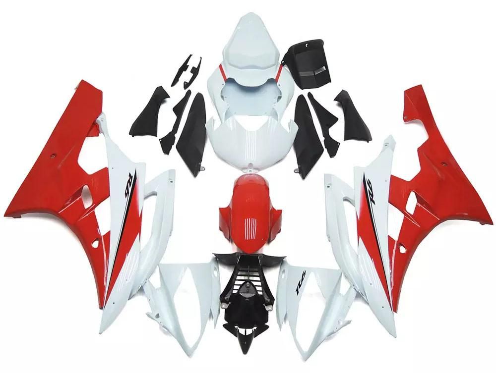 Red White Motorcycle Fairings Plastics Kit For 2006-2007 Yamaha YZF-R6 FM-4865