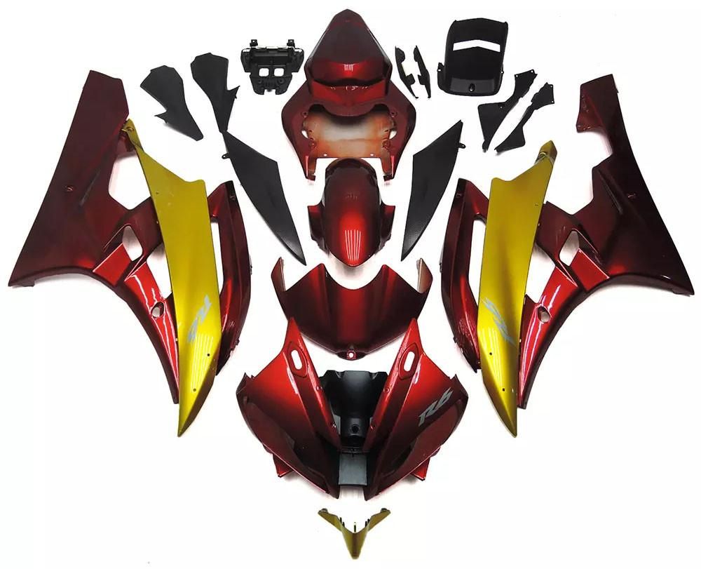 Red Gold Motorcycle Fairings Plastics Kit For 2006-2007 Yamaha YZF-R6 FM-4869