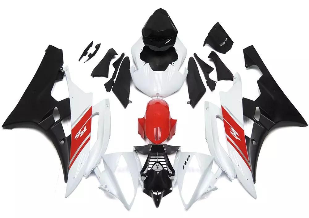 Pearl White, Black Red Motorcycle Fairings Plastics Kit For 2006-2007 Yamaha YZF-R6 FM-4871