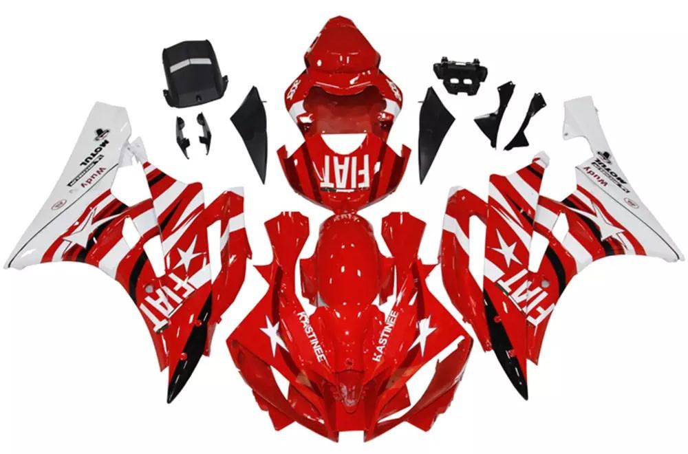 Red White FIAT Motorcycle Fairings Plastics Kit For 2006-2007 Yamaha YZF-R6 FM-4880