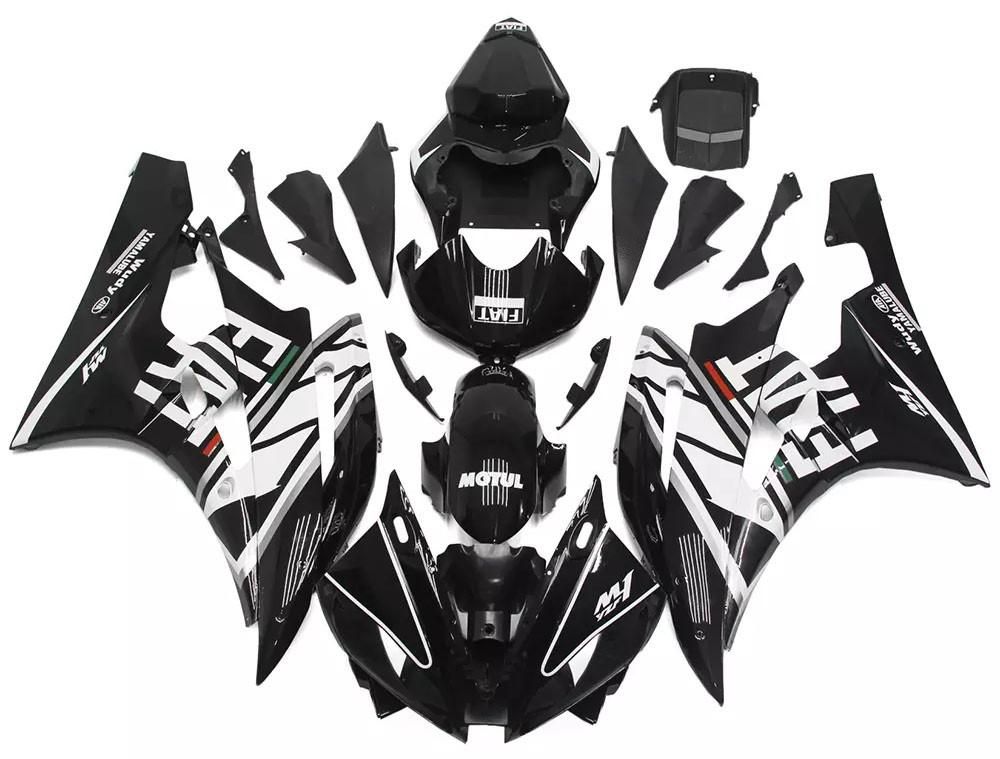 Black White FIAT Motorcycle Fairings Plastics Kit For 2006-2007 Yamaha YZF-R6 FM-4884