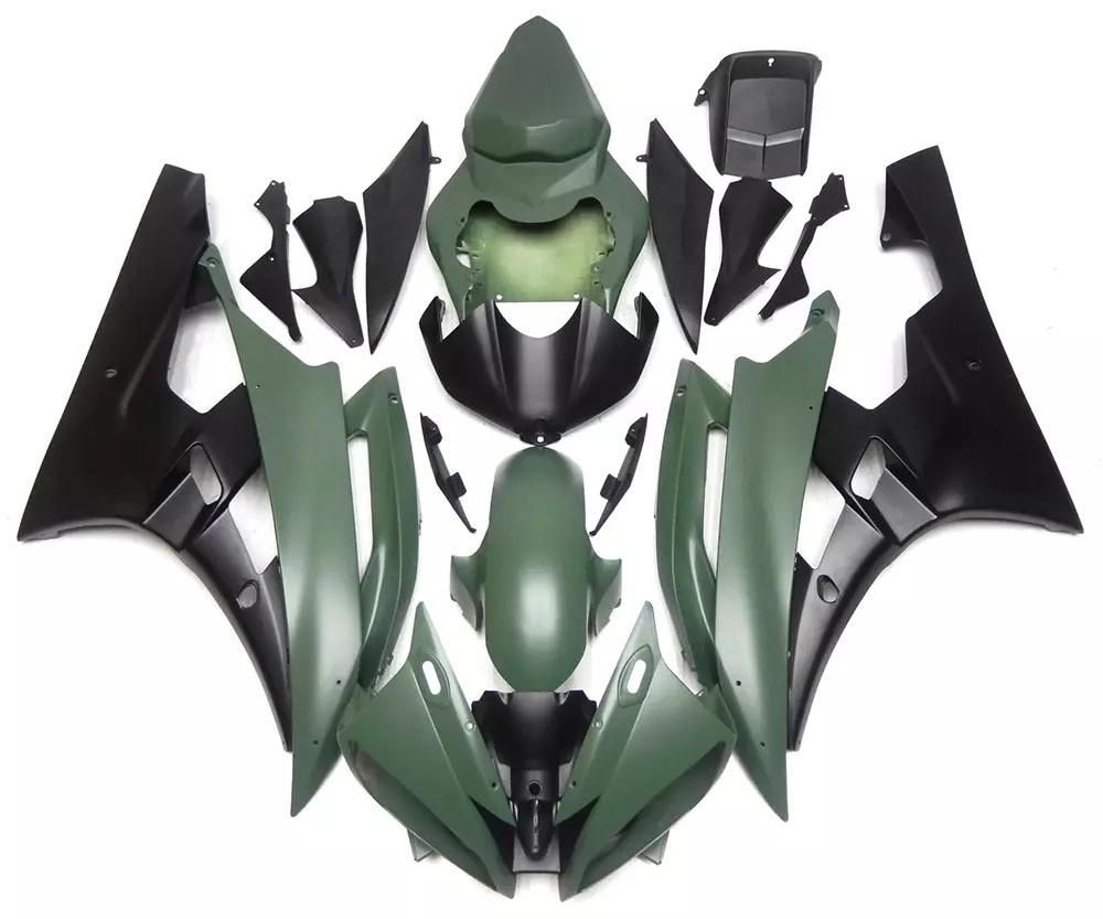 Matte Army Green Black Motorcycle Fairings Plastics Kit For 2006-2007 Yamaha YZF-R6 FM-4888