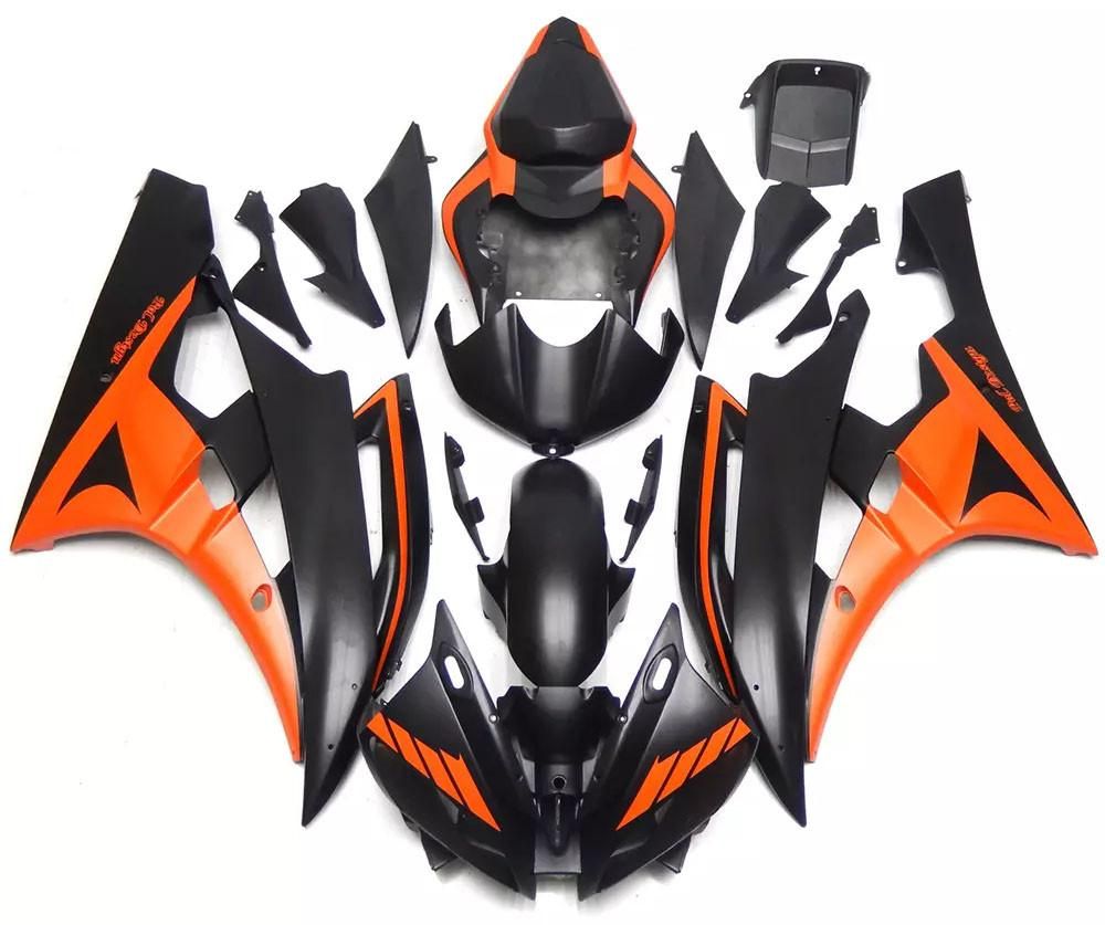 Matte Black Orange Motorcycle Fairings Plastics Kit For 2006-2007 Yamaha YZF-R6 FM-4889