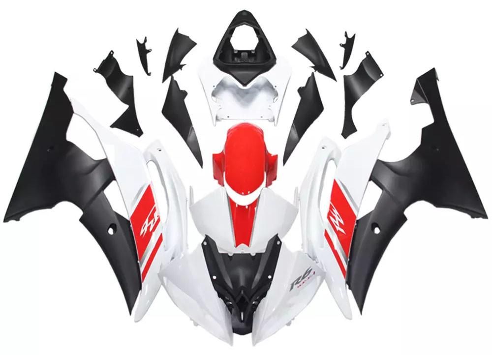 White, Red Flat Black Motorcycle Fairings Plastics Kit For 2008-2016 Yamaha YZF-R6 FM-4814