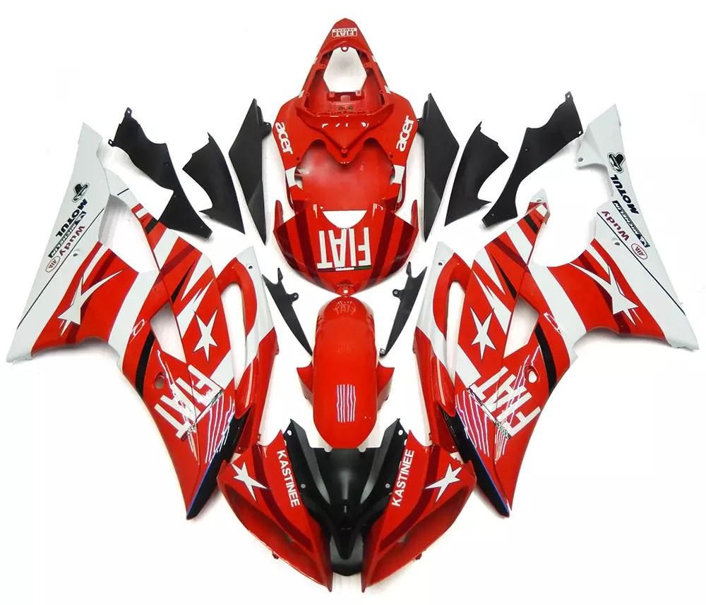 Red White FIAT Motorcycle Fairings Plastics Kit For 2008-2016 Yamaha YZF-R6 FM-4829