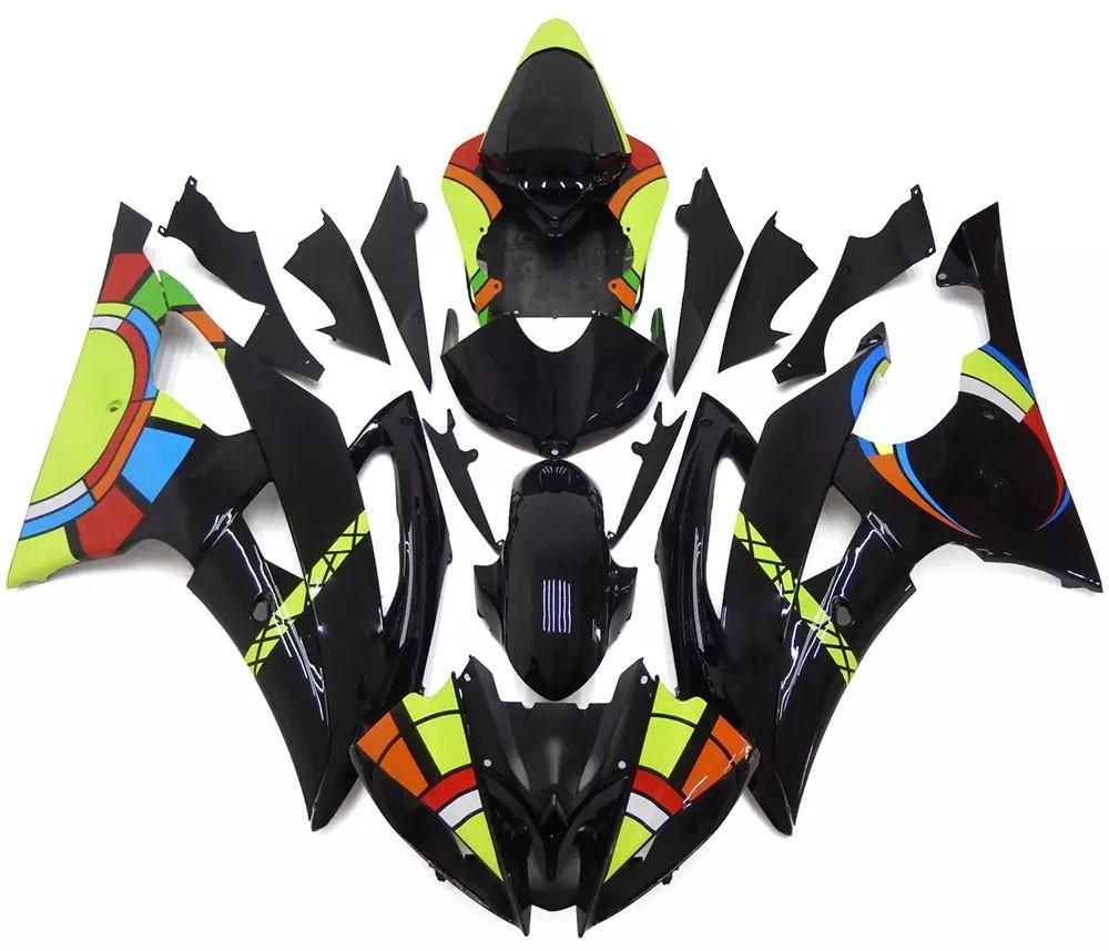 Gloss Black Yellow Motorcycle Fairings Plastics Kit For 2008-2016 Yamaha YZF-R6 FM-4839