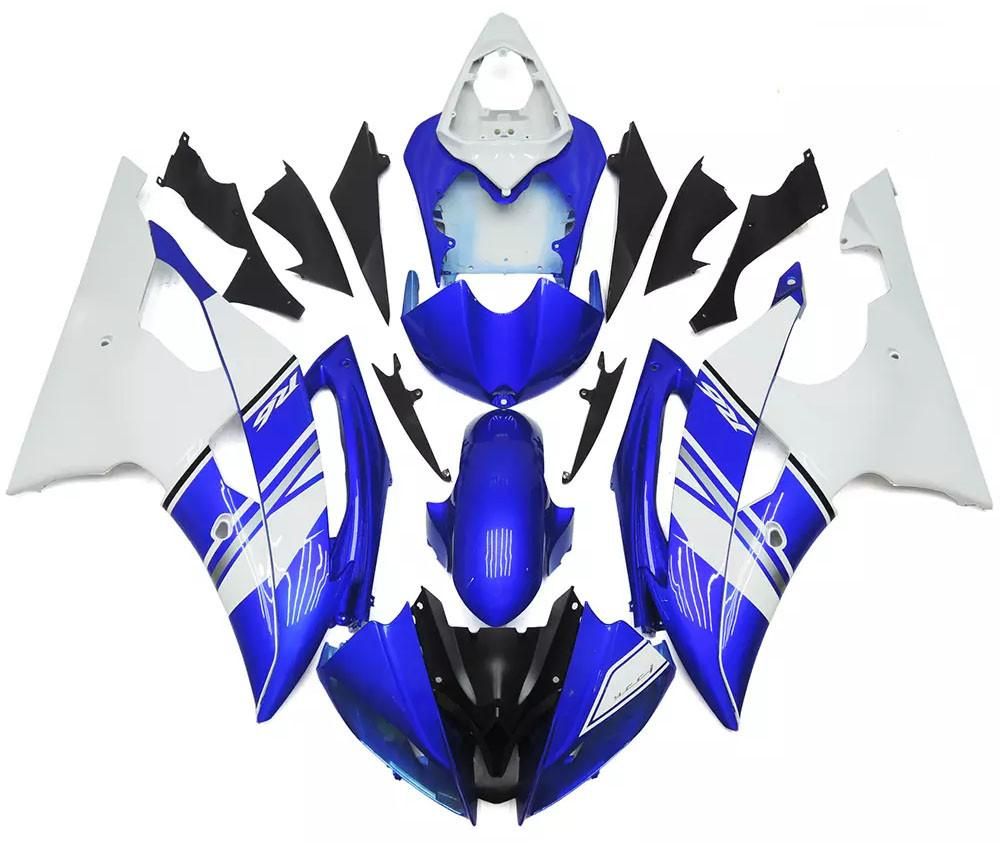 Blue White Motorcycle Fairings Plastics Kit For 2008-2016 Yamaha YZF-R6 FM-4847