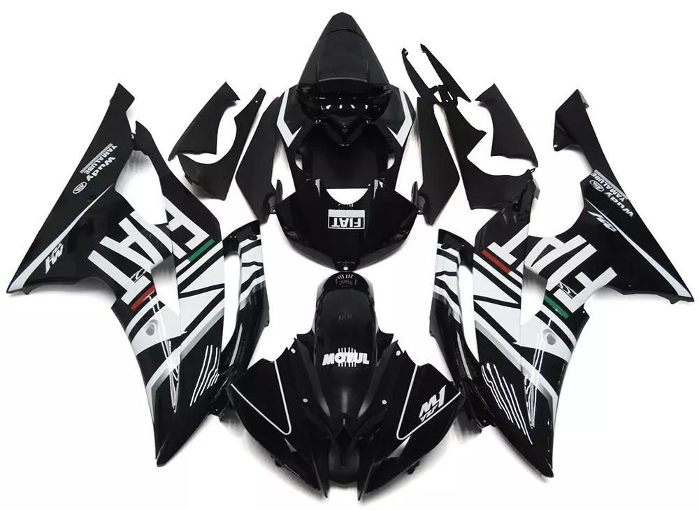 Black White FIAT Motorcycle Fairings Plastics Kit For 2008-2016 Yamaha YZF-R6 FM-4854