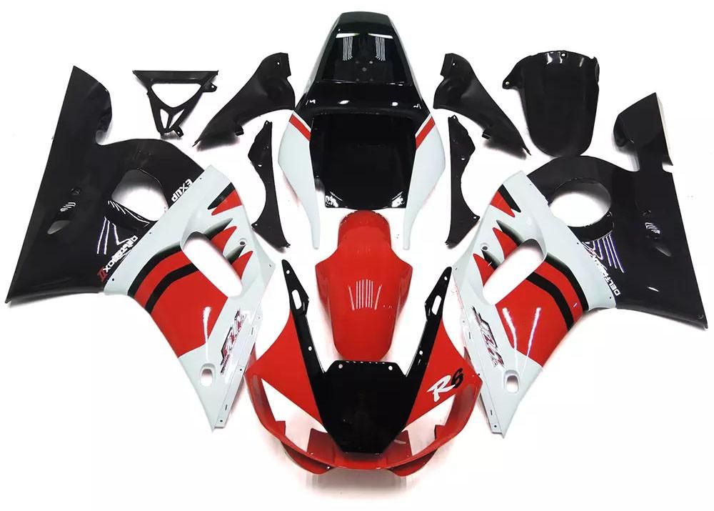 Red, White Black Motorcycle Fairings Plastics Kit For 1998-2002 Yamaha YZF-R6 FM-4907