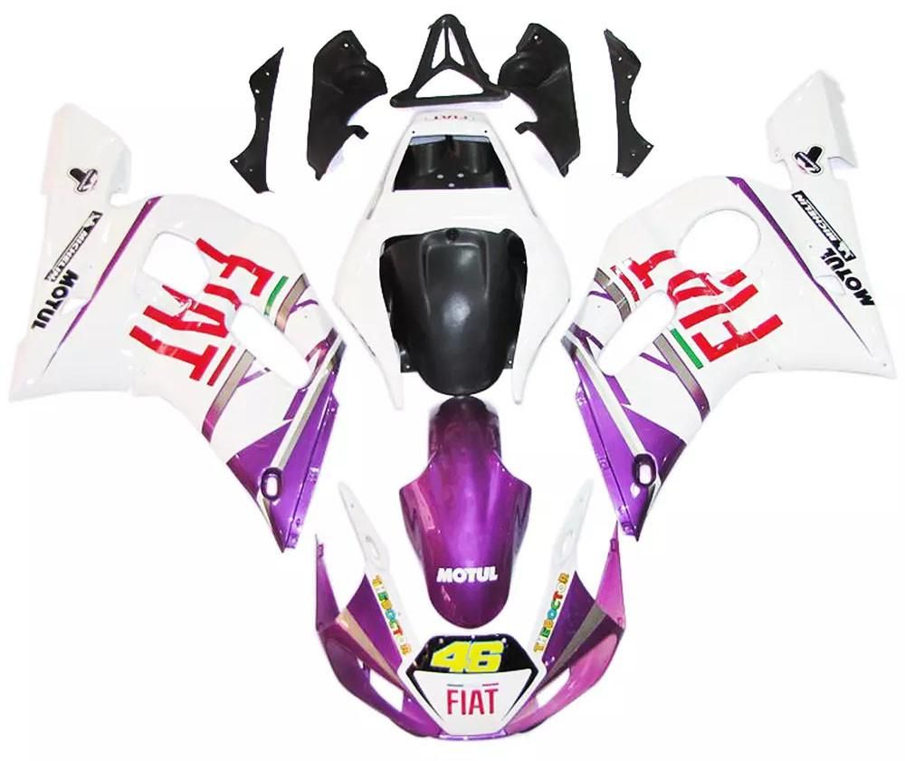 Purple White FIAT Motorcycle Fairings Plastics Kit For 1998-2002 Yamaha YZF-R6 FM-4908