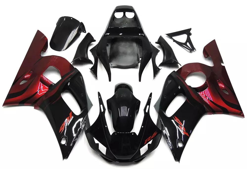 Gloss Black Red Motorcycle Fairings Plastics Kit For 1998-2002 Yamaha YZF-R6 FM-4914